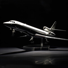 Illustration of a very high-class private jet. Unusual background. Expensive and prestigious. Luxury class.