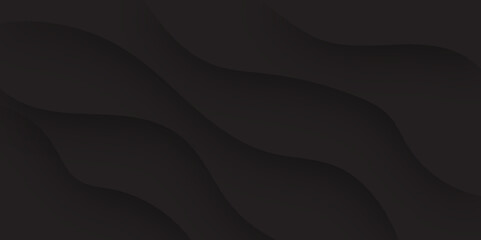  Abstract black paper wave background and abstract gradient and black wave curve lines banner background design. Black wave modern abstract background design. space style. Black background.