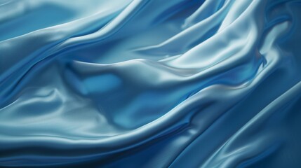 Obraz premium 3D blue silk satin glow fashion luxury soft relaxing background with flow curves for web advertising business technology