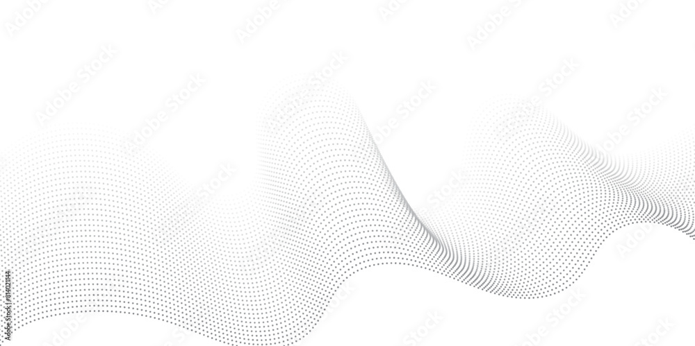 Wall mural technology abstract wave dot lines on background vector wavy lines halftone pattern smooth curve flo