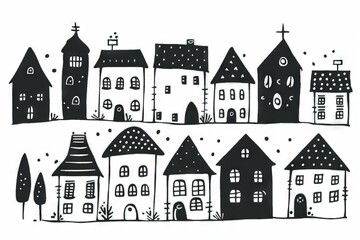 Fototapeta premium Black and white house vector sketch isolated on a white background