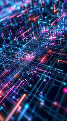 Fototapeta premium A close up of a abstraction computer circuit board with many lights