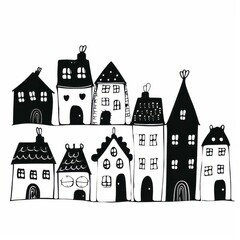 Fototapeta premium Black and white house vector sketch isolated on a white background