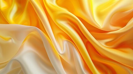 Fototapeta premium 3D fashion golden yellow white gradient abstract wavy silk background with shiny glow texture for advertising fashion fabric web