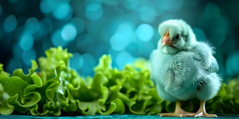 Lettuce chicken chick for World Vegan Day or Vegetarian Week celebration. Concept World Vegan Day, Vegetarian Week, Plant-Based Lifestyle, Meat-Free Monday, Sustainable Eating
