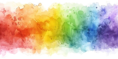 LGBT Rainbow Watercolor Banner Background on White