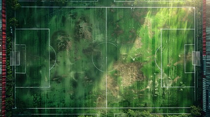Naklejka premium An Ancient Football Pitch Ruined by Matches
