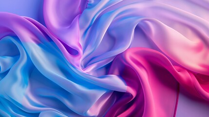 Obraz premium 3D silk satin shiny fashion luxury relaxing background with curves for web advertising business technology in pink purple blue gradient