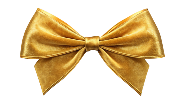 Vintage Gold Velvet Bow - A vintage style bow made of textured gold velvet, isolated on a transparent background, adding a touch of nostalgia and richness to any project.
