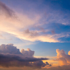 Beautiful sunset sky background. Colorful twilight sky with cloud.