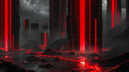 Immersive Adventures Await in the Abstract Futuristic Black and Red Gaming Landscape background generative ai hyper realistic 