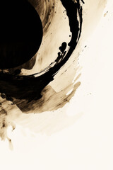 Black and beige ink background. Abstract neutral texture. Generative AI.