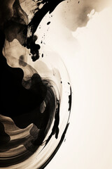 Black and beige ink background. Abstract neutral texture. Generative AI.
