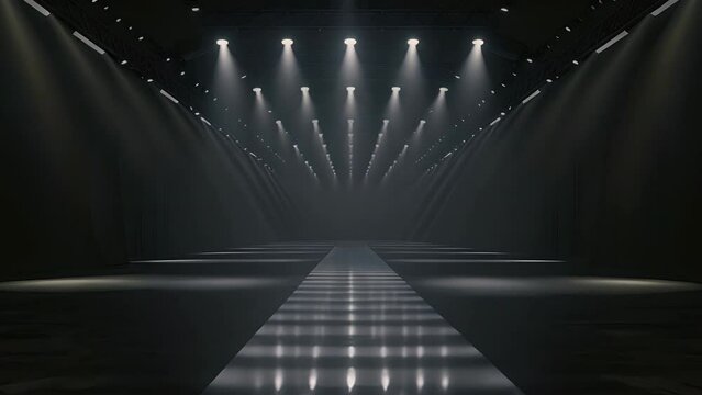 3D runway empty with dramatic spotlighting