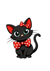 black cat with red heart