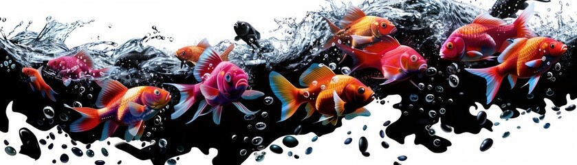 Naklejka premium Fancy goldfish swimming in a water.