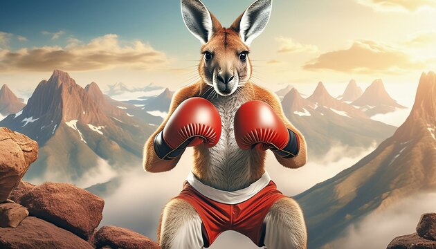 A red boxing kangaroo 