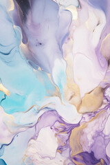 Purple, blue, and gold ink background. Luxurious watercolor texture. Generative AI.