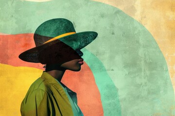 A woman dressed in a green hat and coat. Suitable for fashion blogs or winter clothing advertisements