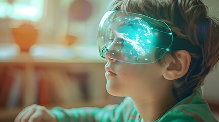 Young Boy Exploring Global Geography Through Augmented Reality