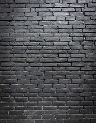 Black brick wall background. Texture, background.