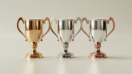 Trio of Shining Trophy Cups