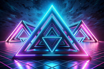 Obraz premium Tessellating triangles with a neon glow.