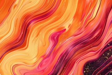 Colorful abstract painting of orange and pink waves, suitable for various design projects