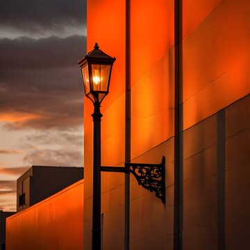 street lamp at sunset