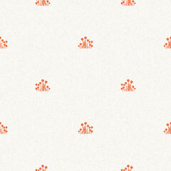 Peach fuzz botanical floral texture background with color of the year two tone linen fabric effect. Soft fresh modern flower cottagecore design, wallpaper and on trend repeat tile textures. 
