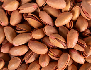 Salted roasted pistachios top view