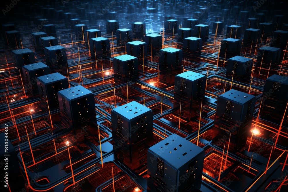 Poster advanced system network processor server. digital cloud. generate ai
