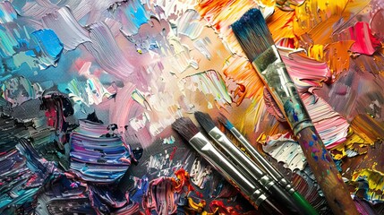 Fototapeta premium Artistic Creativity: Paint Brushes and Palette