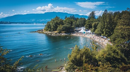 Fototapeta premium The Vancouver Folk Music Festival in Canada a celebration of folk and world music set against the scenic backdrop of Jericho Beach featuring artists from across the globe and a variety of workshops an