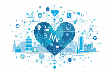 Obraz premium Abstract medical background with flat web icons.