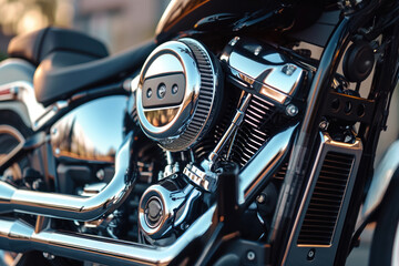 Fototapeta premium Taking classic motorcycle tour journey is shown AI Generative