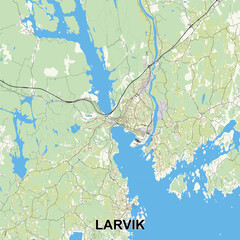 Larvik, Norway map poster art