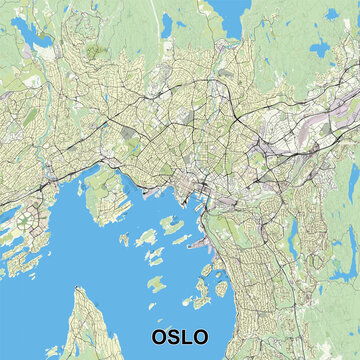 Oslo, Norway map poster art