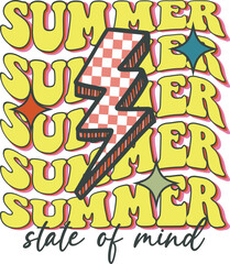 Summer state of mind Retro Groovy T-shirt, Summer T-shirt Design, Summer Vibes, Beach Quotes, Beach Vibes, Summer Quote, 70s Retro, Ocean, Vacation Quotes, Cut Files For Cricut and Silhouette