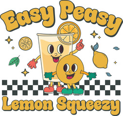 Easy peasy lemon squeezy Retro Groovy T-shirt, Summer T-shirt Design, Summer Vibes, Beach Quotes, Beach Vibes, Summer Quote, 70s Retro, Ocean, Vacation Quotes, Cut Files For Cricut and Silhouette
