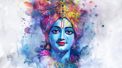 Beautiful digital painting of lord Krishna, a beloved deity of devotion, perfect for worship and decoration.