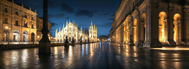 Fototapeta premium Piazza del Duomo (Cathedral Square) at night