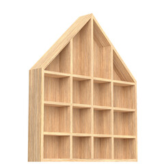 3D rendering illustration of a wall mounted wooden showcase