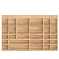 3D rendering illustration of a wall mounted wooden showcase