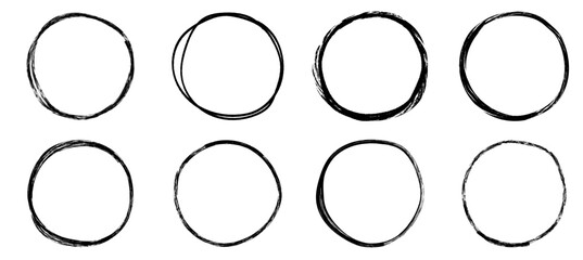 Vector collection of hand drawn round frames. Geometric Brush Stroke circle design frames. Abstract graphic elements