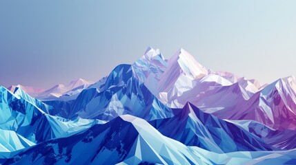 Mountains low poly style, digital illustration generative AI hyper realistic 