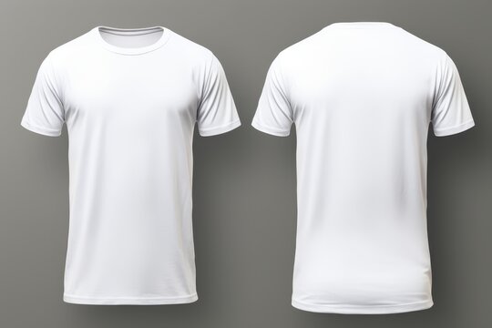 Blank white t-shirt mockup, front and back view