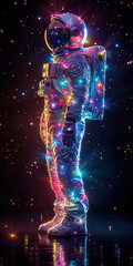Astronaut with glowing effects and stars