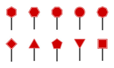 road signs set. flat design vector  illustration isolated on white background.