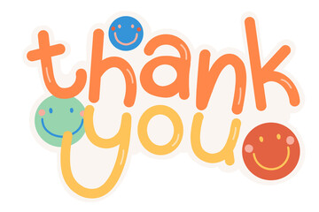 Thank you Text Sticker, Retro Groovy style.